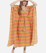 Mustard chevron printed kaftan