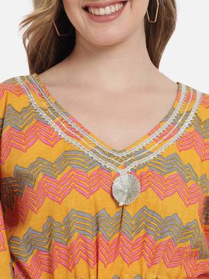Mustard chevron printed kaftan 2