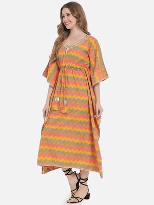 Mustard chevron printed kaftan 3