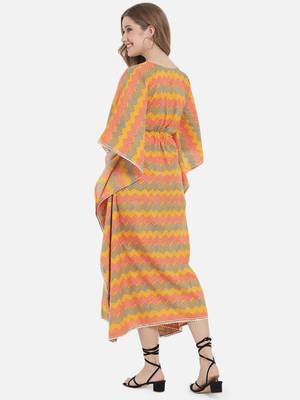 Mustard chevron printed kaftan 4