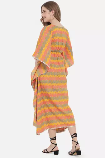 Mustard chevron printed kaftan