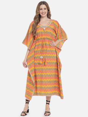 Mustard chevron printed kaftan 5