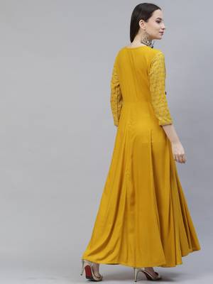 Yellow ethnic maxi a-line dress 2