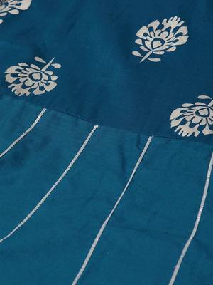 Teal blue printed anarkali dress 2