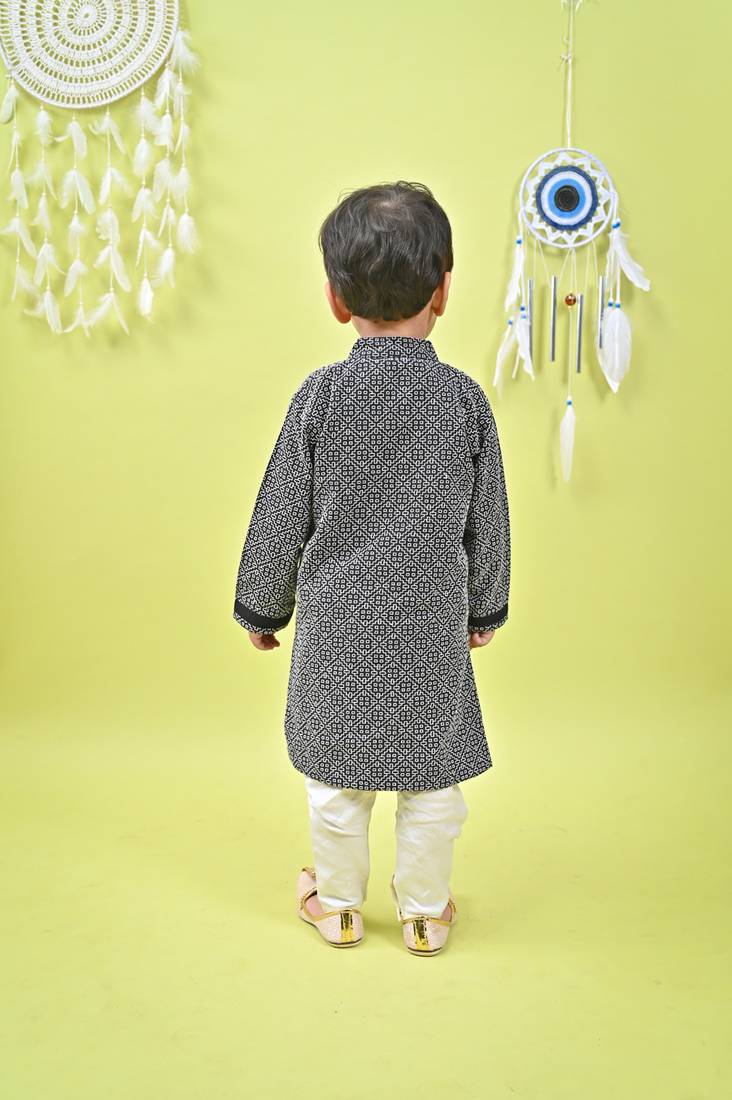 Black Kurta off white churidar