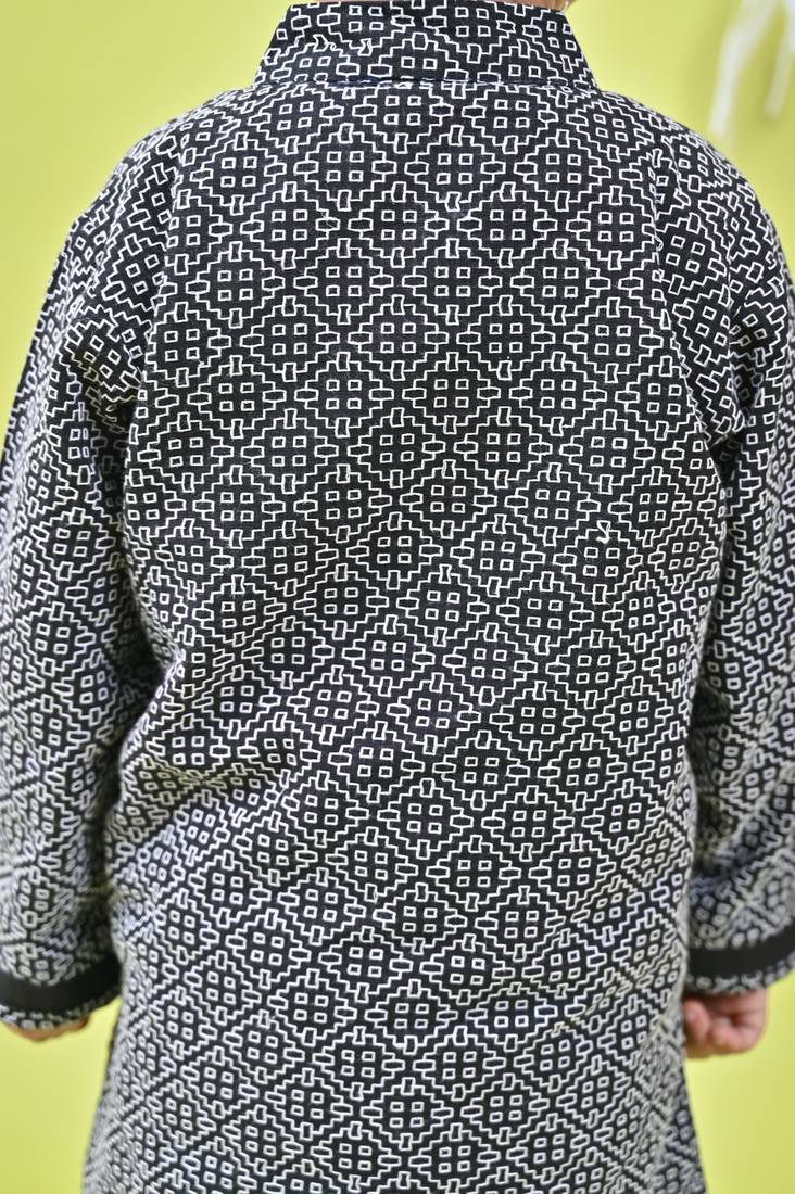 Black Kurta off white churidar