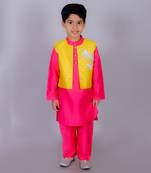 Pink kurta pyjama with jacket set