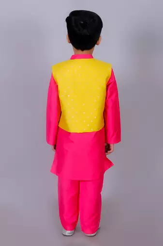 Pink kurta pyjama with jacket set