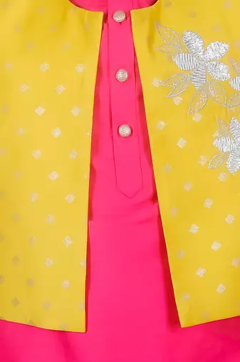 Pink kurta pyjama with jacket set