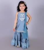 Blue kurta sharara set