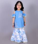 Blue kurta sharara set