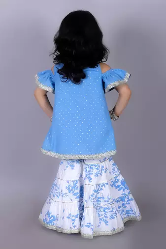 Blue kurta sharara set