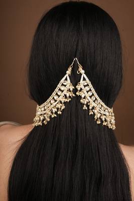 White Gold Pearl Ear Chain : Bridal Elegance 4