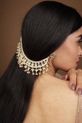 White Gold Pearl Ear Chain : Bridal Elegance 5