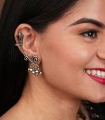 Contemporary Oxidised Silver Metallic Earrings: Festival Elegance