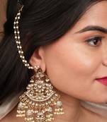 Designer Antique Gold Stud Earrings with Pearl Drops