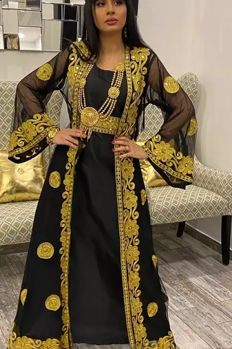 Black Georgette Aari Work Kaftan