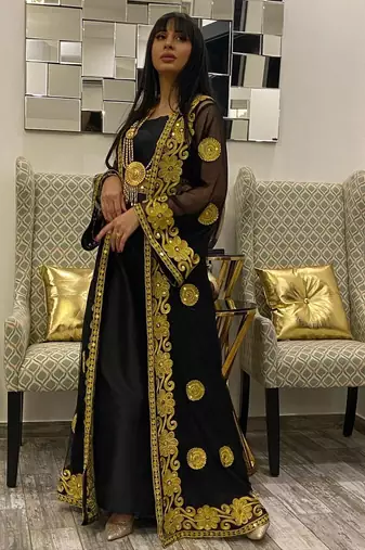 Black Georgette Aari Work Kaftan