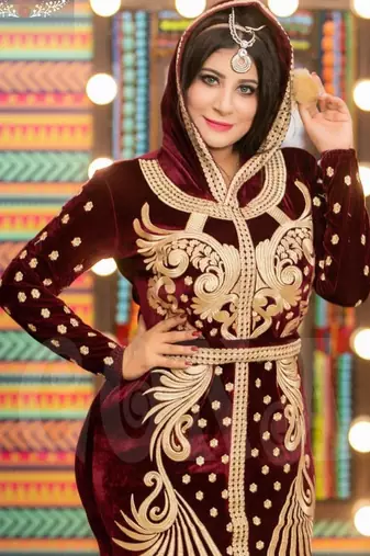 Maroon Handcrafted Zari work Stitched Georgette Kaftan Party Dress