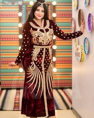 Maroon Handcrafted Zari work Stitched Georgette Kaftan Party Dress 3