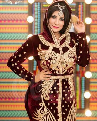 Maroon Handcrafted Zari work Stitched Georgette Kaftan Party Dress 5