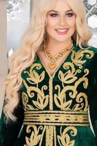 Green Velvet Handcrafted Zari work Stitched Georgette Kaftan Party Dress