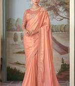 Peach oracle silk embroidery saree with blouse