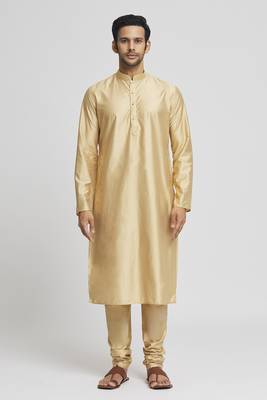 Green art silk jacket kurta for men's 5
