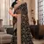 Black Heavy Coding Embroidered Zarkan Diamond Border Georgette Saree With Blouse Piece