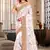 White Heavy Coding Embroidered Zarkan Diamond Border Georgette Saree With Blouse Piece