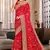 Red Heavy Coding Embroidered Zarkan Diamond Border Georgette Saree With Blouse Piece
