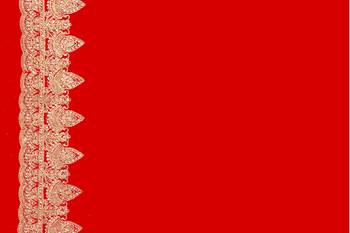 Red Heavy Coding Embroidered Zarkan Diamond Border Georgette Saree With Blouse Piece 5