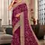 Wine Heavy Coding Embroidered Zarkan Diamond Border Georgette Saree With Blouse Piece