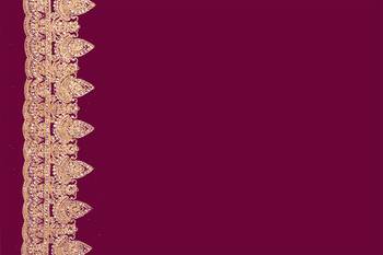 Wine Heavy Coding Embroidered Zarkan Diamond Border Georgette Saree With Blouse Piece 5