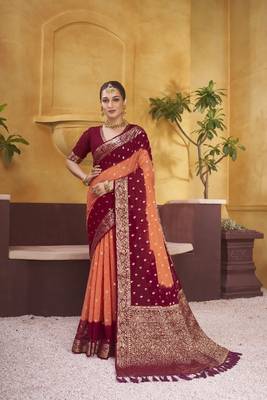 Georgette Maroon Color Saree 1