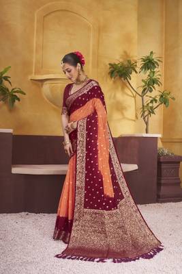 Georgette Maroon Color Saree 2