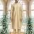 Gold art silk jacket kurta for men's