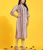 HollyHock casual kurti with 3/4 Sleeves and striped Pattern (Pure Crepe Fabric)
