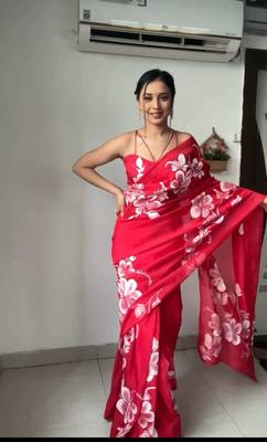 CAYORII RED GEORGETTE FABRIC READY TO WEAR SAREE 3