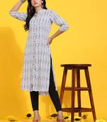 HollyHock casual kurti with 3/4 Sleeves and striped Pattern (Polyester Fabric)