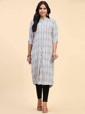 HollyHock casual kurti with 3/4 Sleeves and striped Pattern (Polyester Fabric) 2