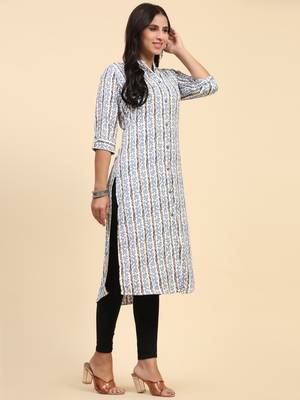 HollyHock casual kurti with 3/4 Sleeves and striped Pattern (Polyester Fabric) 3