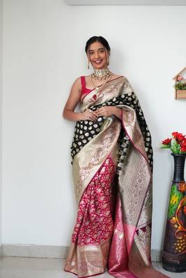 CAYORII BLACK COTTON FABRIC READY TO WEAR SAREE 2