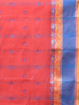 Imperial Red Pure Cotton Tant Saree With Woven Designs Without Blouse 4