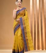 Amber Yellow Pure Cotton Tant Saree With Woven Designs Without Blouse
