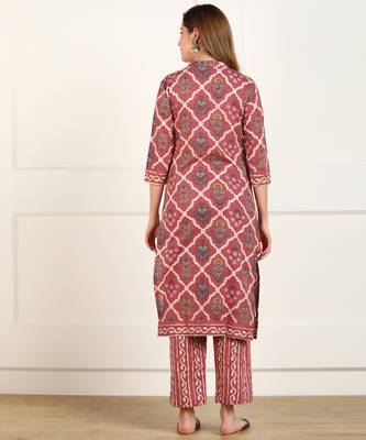  s gotta patti work multicolor printed cotton long kurta and pant set 2