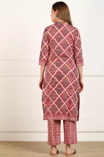  s gotta patti work multicolor printed cotton long kurta and pant set