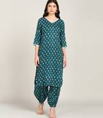 Vahson women cotton & rayon kurta salwar set teal