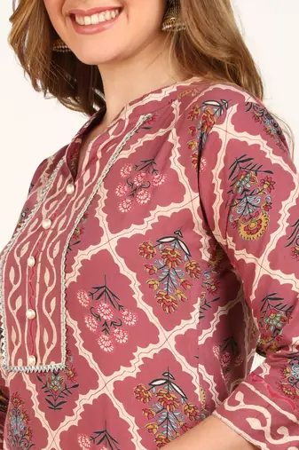  s gotta patti work multicolor printed cotton long kurta and pant set