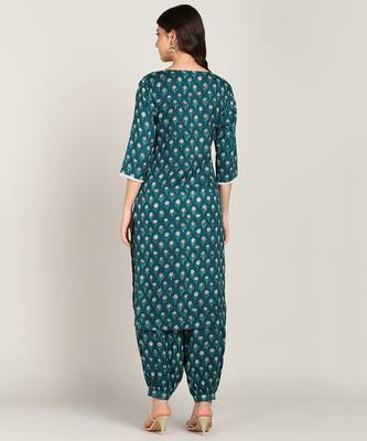  cotton & rayon kurta salwar set teal 2